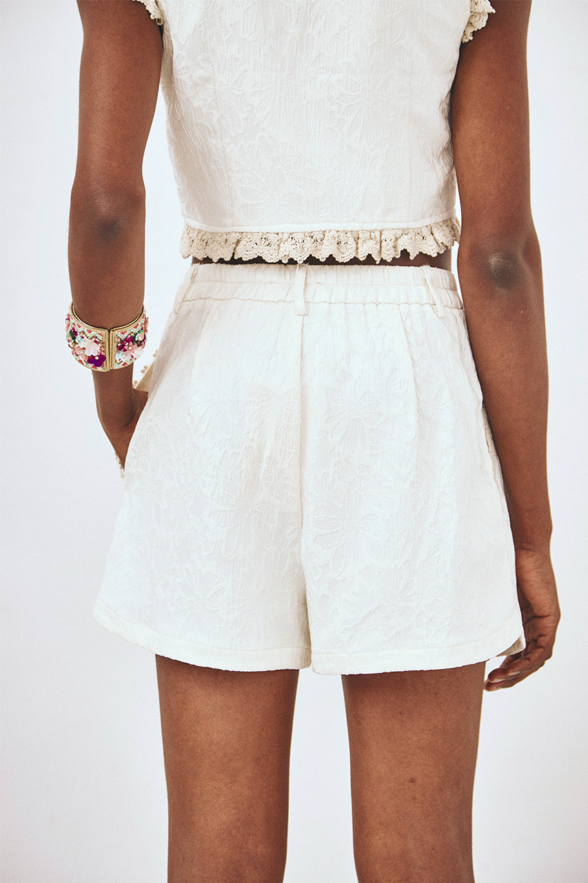 SHORT JACQUARD BLONDA - BLANCO