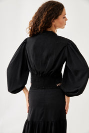 BLUSA BORDADOS CINTURA - BLACK