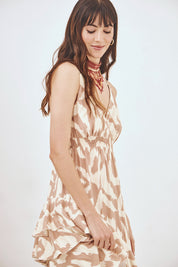VESTIDO LARGO TIRANTES VOLANTES - CRUDO