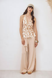 TOP HALTER ESTAMPADO - CAMEL