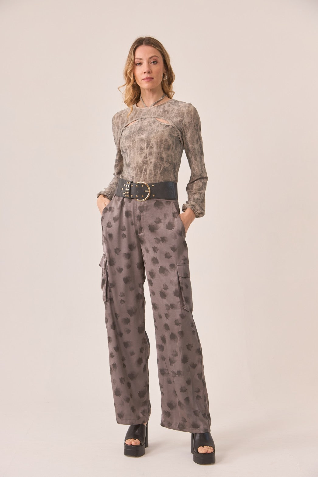 TOP LÚREX TIE DYE CUT OUT - GREY