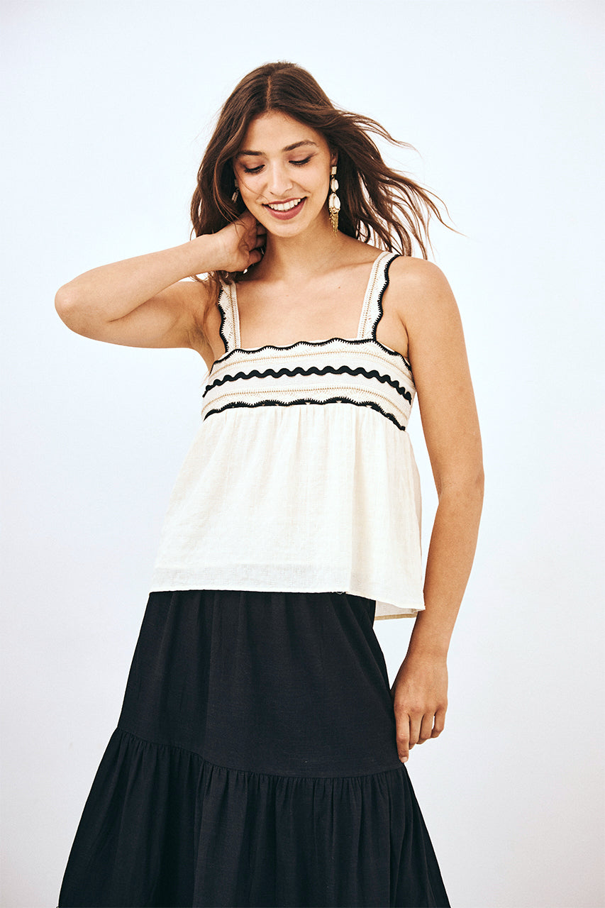 LACE STRAP TOP - WHITE