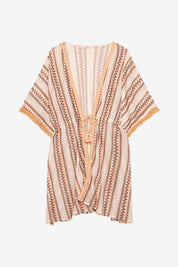 KIMONO PUNTO FLECOS RAYAS - CRUDO