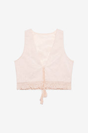 KNOTTED JACQUARD LACE VEST - WHITE