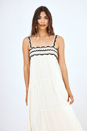 LONG STRAPPY LACE DRESS - ECRU