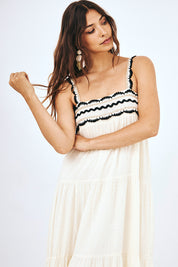 LONG STRAPPY LACE DRESS - ECRU