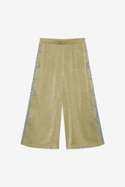 EMBROIDERED FLOWY STRAIGHT TROUSERS - GREEN