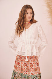 BLUSA MANGA LARGA BLONDAS - BLANCO