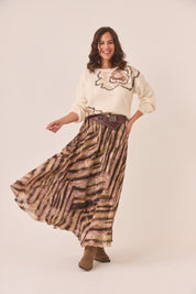 FALDA ASIMÉTRICA ANIMAL PRINT - CAMEL