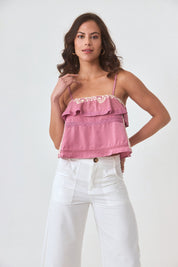 TOP TIRANTES BLONDA - ROSA