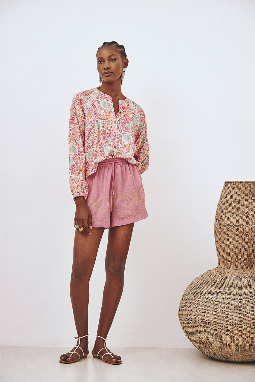 SHORT BORDADO - ROSA