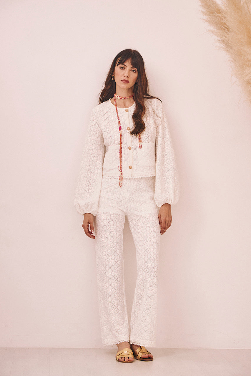 CHAQUETA PUNTO BLONDAS - BLANCO