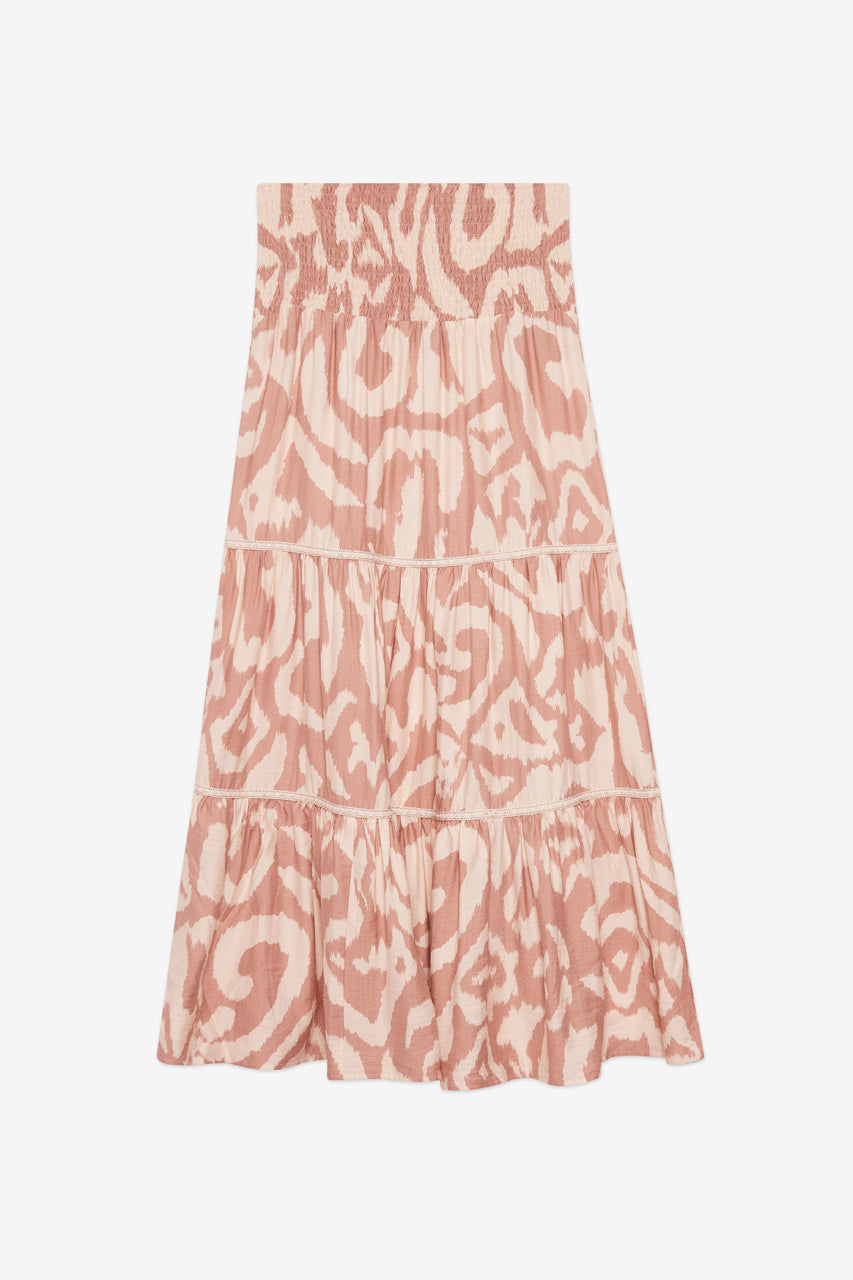 FALDA LARGA ESTAMPADA - CAMEL