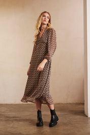 VESTIDO LARGO MANGA LARGA ESTAMPADO - BLACK