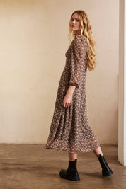 VESTIDO LARGO MANGA LARGA ESTAMPADO - BLACK