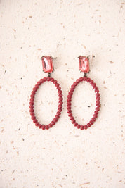 PENDIENTES PIEDRA ARO  - BURGUNDY