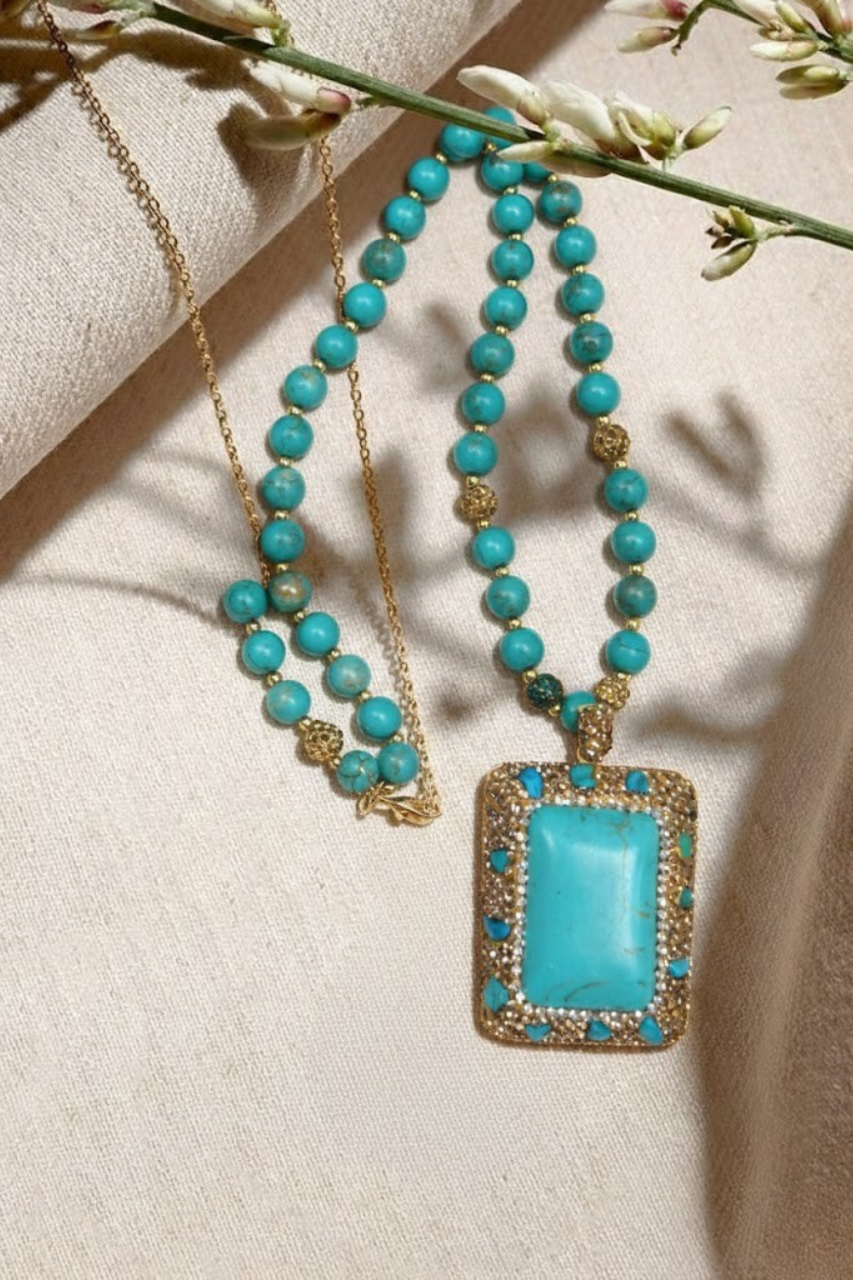 TURQUOISE STONE PENDANT - BLUE