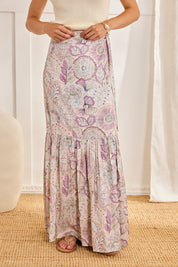 SILKY FLORAL PAREO SKIRT - PINK