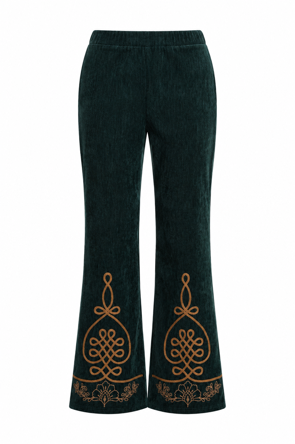 PANTALÓN FLARED BORDADOS CONTRASTE - VERDE