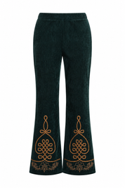 PANTALÓN FLARED BORDADOS CONTRASTE - VERDE