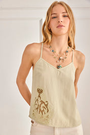 TOP CALADOS ESPALDA CRUZADA - CAQUI