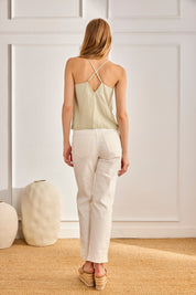 TOP CALADOS ESPALDA CRUZADA - CAQUI