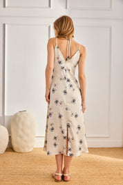 VESTIDO LENCERO FLORES - AZUL