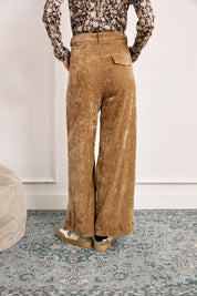 PANTALÓN SASTRE TERCIOPELO BORDADOS - CAMEL