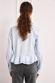 BLUSA CAMISERA CORTA VOLANTE - AZUL