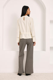 PANTALÓN WIDE LEG JACQUARD ADAMADO - NEGRO