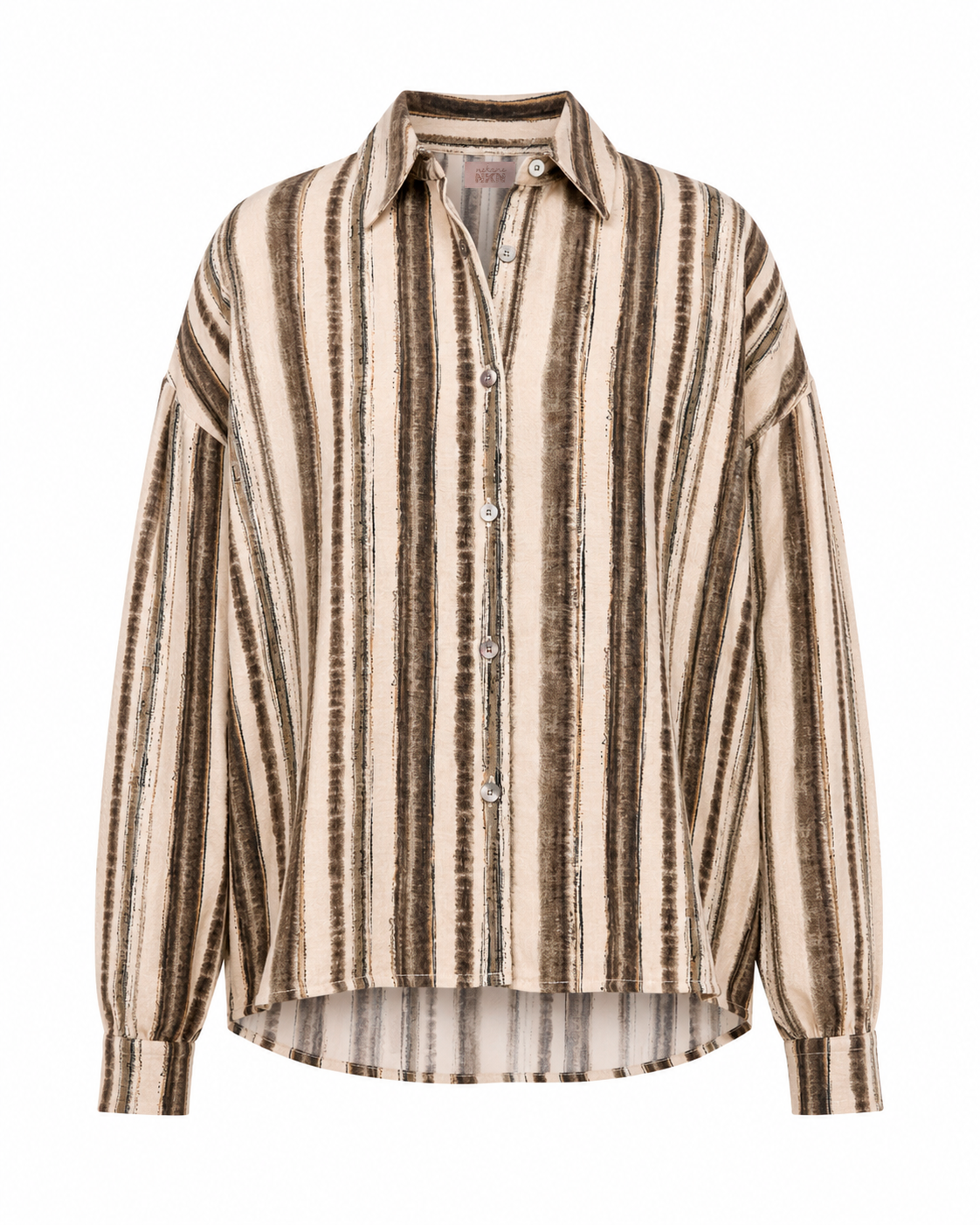BLUSA CAMISERA OVERSIZED RAYAS TRAZOS - IVORY