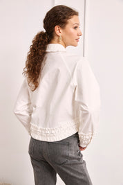 RUFFLED SHIRT BLOUSE - WHITE