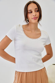 TOP BÁSICO ESCOTE REDONDO - BLANCO