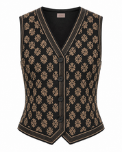 CHALECO JACQUARD FLORES HERÁLDICAS - NEGRO