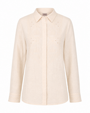 EMBROIDERED AND LACEWORK SHIRT BLOUSE - IVORY - IVORY
