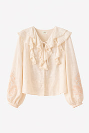 BLUSA VOLANTES Y LAZO - CRUDO