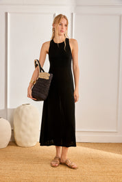 VESTIDO ESPALDA CRUZADA ANILLA - NEGRO