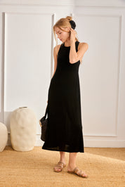 VESTIDO ESPALDA CRUZADA ANILLA - NEGRO