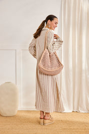 STRIPED SHIRT DRESS - PINK