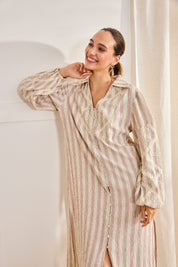 STRIPED SHIRT DRESS - PINK