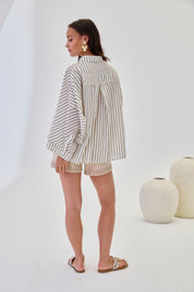OVERSIZED PINSTRIPE BLOUSE - OFF-WHITE