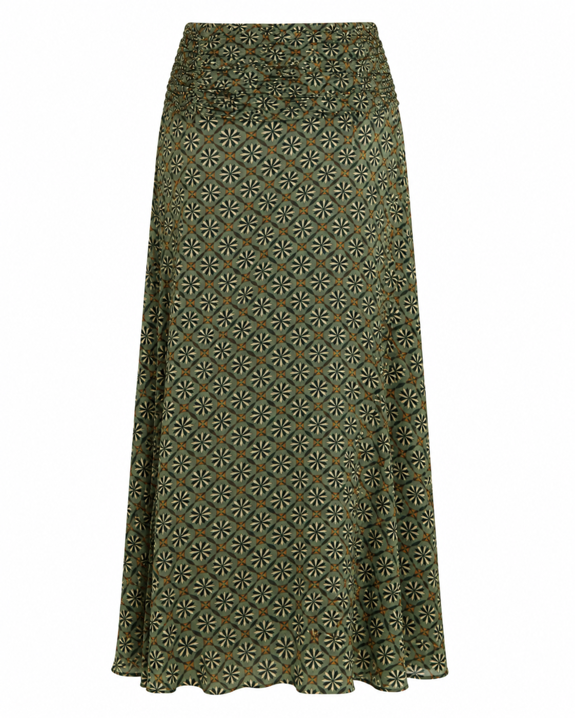 LONG FLOWY PRINTED SKIRT - GREEN - GREEN