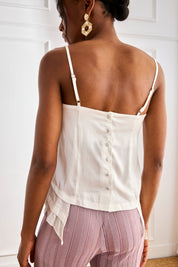 TOP MULTICOLORED EMBROIDERED FLOWERS - WHITE