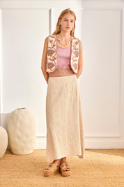 EMBROIDERED PATTERN SKIRT - RAW