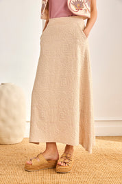 EMBROIDERED PATTERN SKIRT - RAW