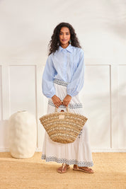 FALDA LARGA BORDADO ÉTNICA - CRUDO