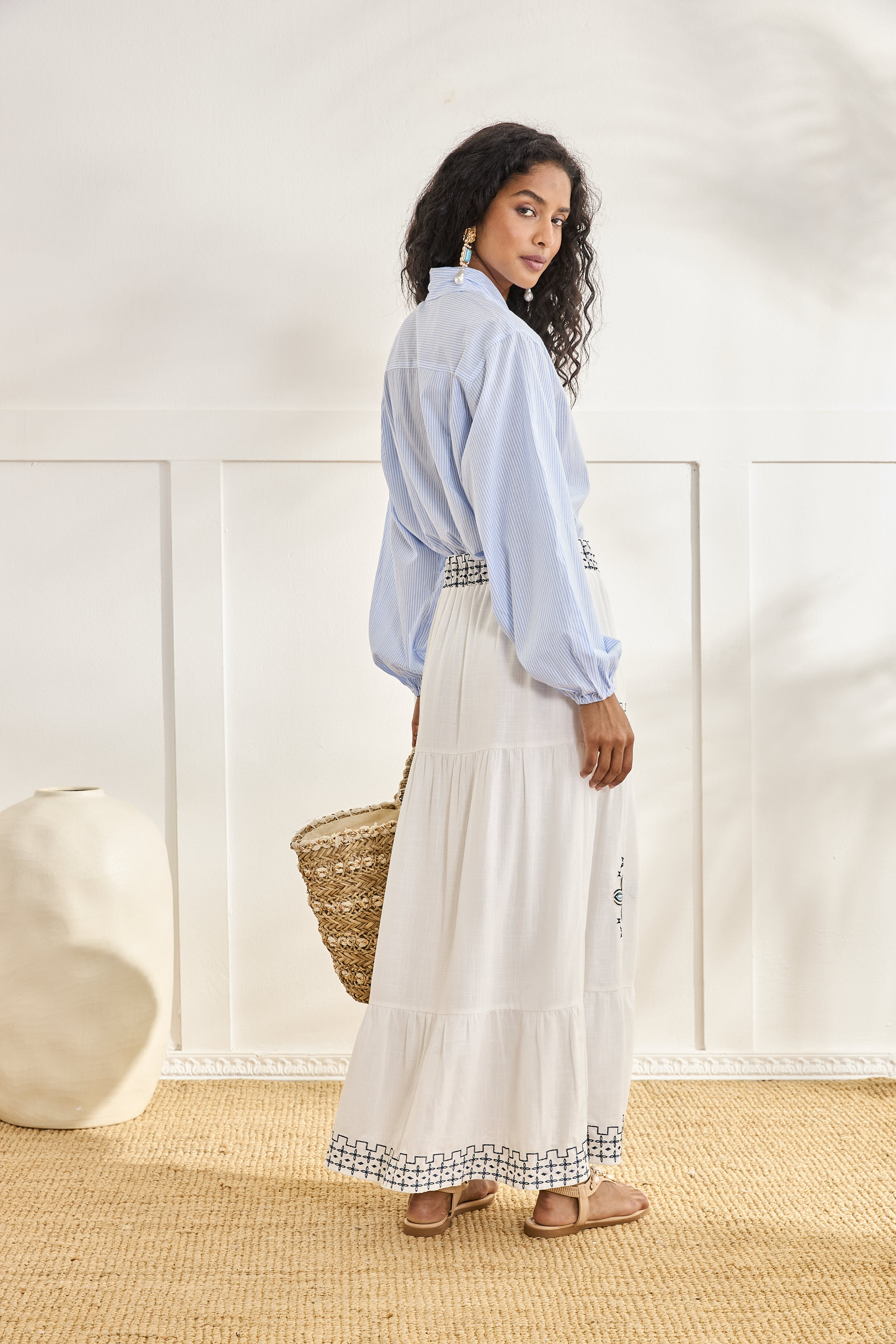 Long ethnic embroidered skirt - off-white – NKNnekane