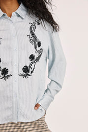BLUSA CAMISERA PAISLEY CONTRASTE - AZUL