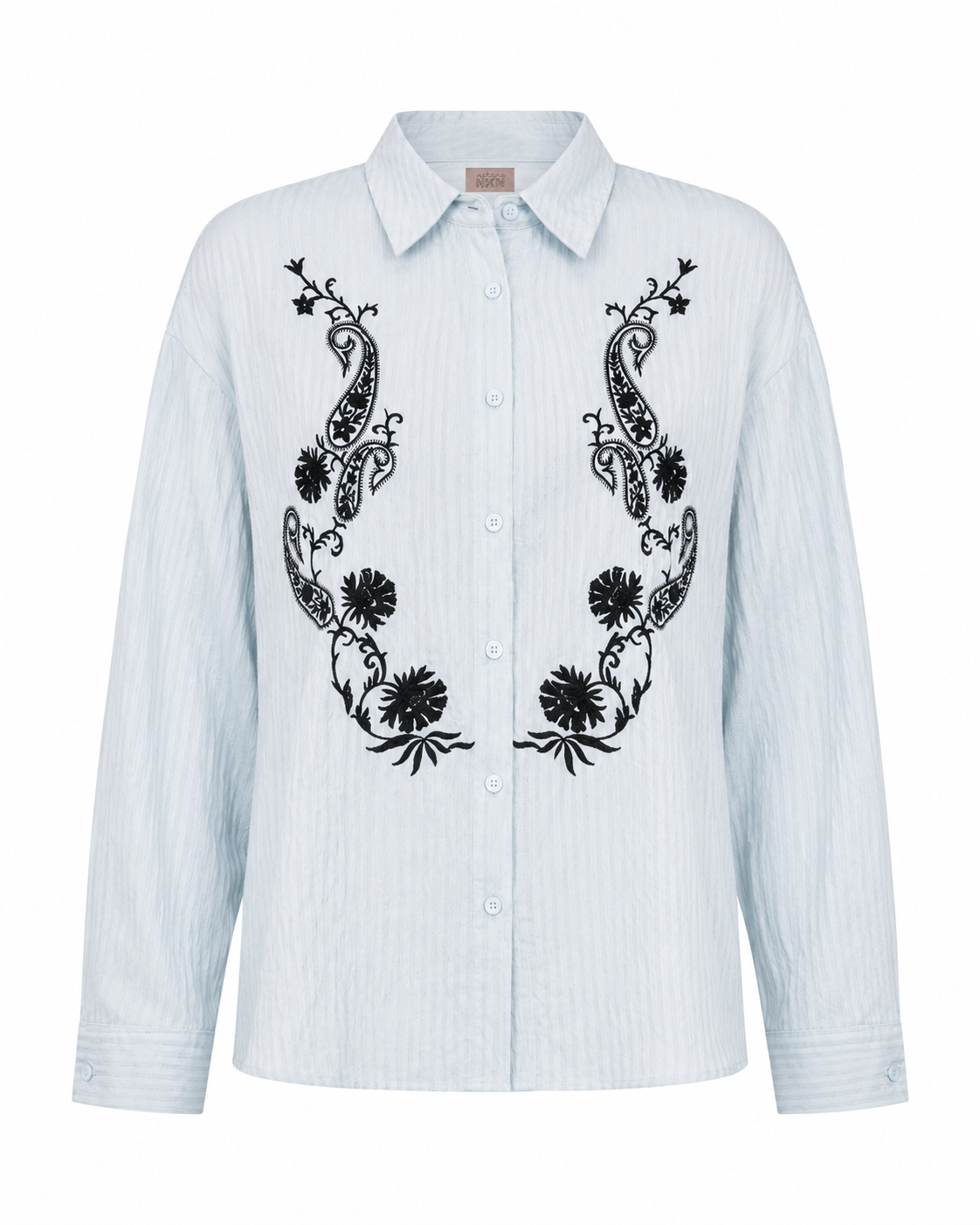 BLUSA CAMISERA PAISLEY CONTRASTE - AZUL