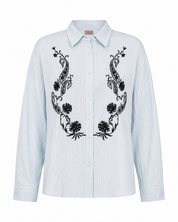 BLUSA CAMISERA PAISLEY CONTRASTE - AZUL
